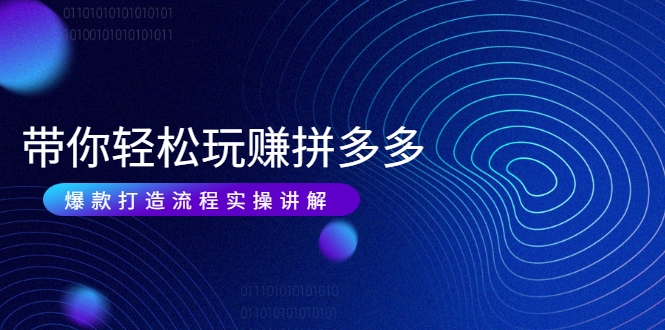 带你轻松玩赚拼多多:花的少 赚的多 爆款更简单 爆款打造流程实操讲解-第一资源库