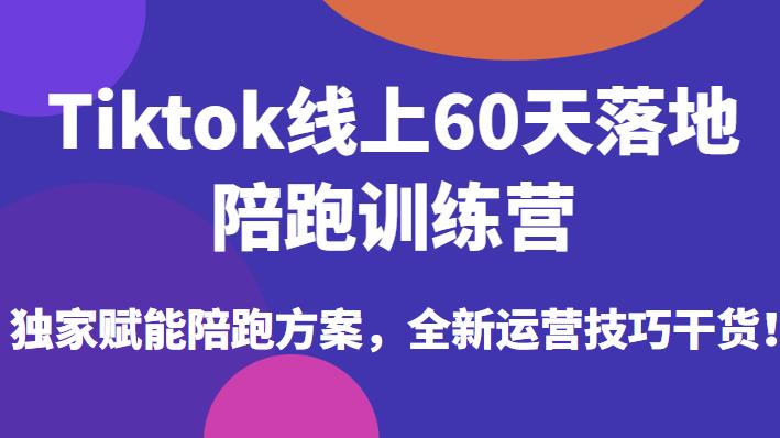 Tiktok线上60天落地陪跑训练营,独家赋能陪跑方案,全新运营技巧干货-第一资源库