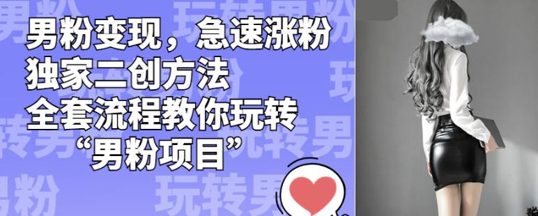 男粉变现,急速涨粉独家二创方法,全套流程教你玩转“男粉项目”【揭秘】-第一资源库