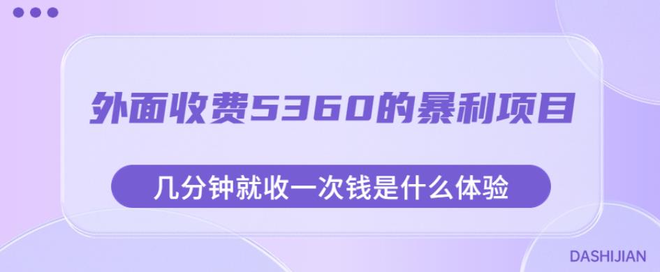 外面收费5360的暴利项目,几分钟就收一次钱是什么体验,附素材【揭秘】-第一资源库
