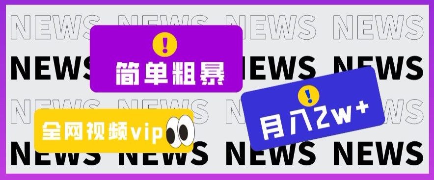 简单粗暴零成本,高回报,全网视频VIP掘金项目,月入2万+【揭秘】-第一资源库
