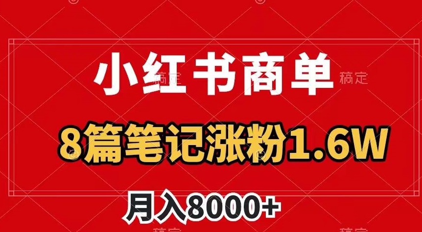 小红书商单最新玩法,8篇笔记涨粉1.6w,作品制作简单,月入8000+【揭秘】-第一资源库