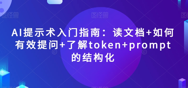 AI提示术入门指南:读文档+如何有效提问+了解token+prompt的结构化【揭秘】-第一资源库