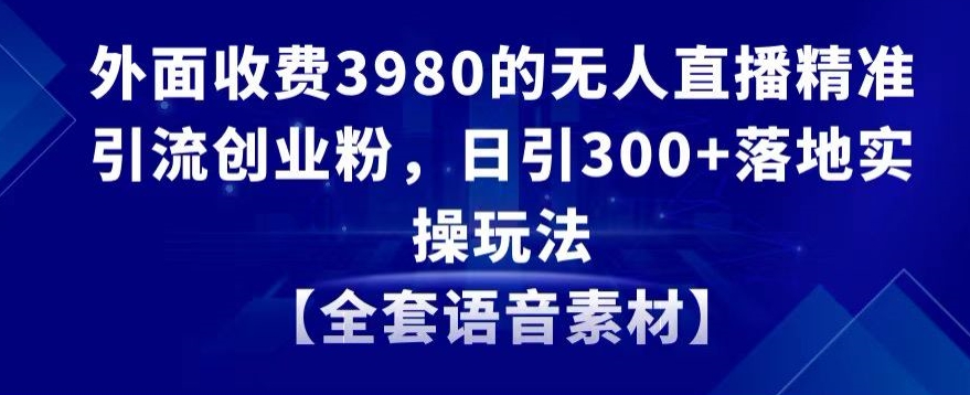 外面收费3980的无人直播精准引流创业粉,日引300+落地实操玩法【全套语音素材】【揭秘】-第一资源库
