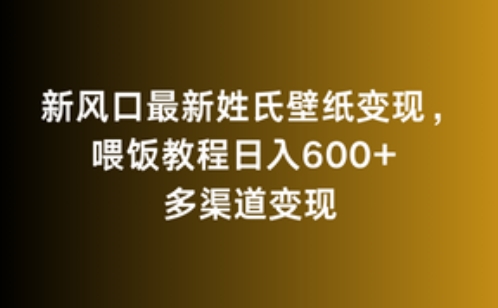 新风口最新姓氏壁纸变现,喂饭教程日入600+【揭秘】-第一资源库