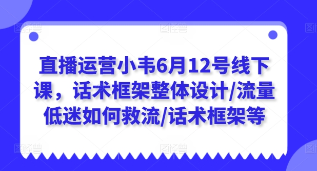 直播运营小韦6月12号线下课,话术框架整体设计/流量低迷如何救流/话术框架等-第一资源库