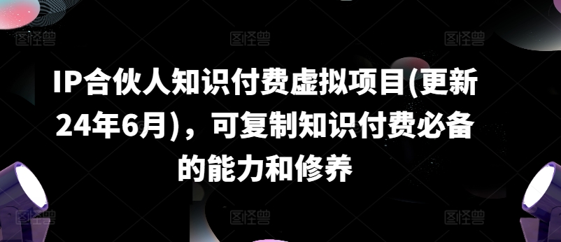 IP合伙人知识付费虚拟项目(更新24年6月),可复制知识付费必备的能力和修养-第一资源库