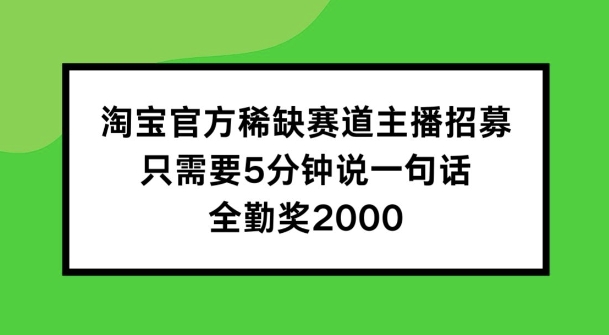 淘宝官方稀缺赛道主播招募 ,只需要5分钟说一句话, 全勤奖2000【揭秘】-第一资源库