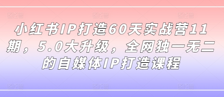 小红书IP打造60天实战营11期,5.0大升级,全网独一无二的自媒体IP打造课程-第一资源库
