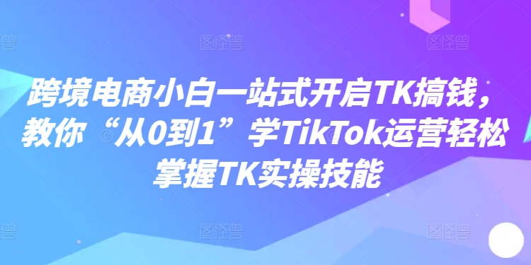 跨境电商小白一站式开启TK搞钱,教你“从0到1”学TikTok运营轻松掌握TK实操技能-第一资源库
