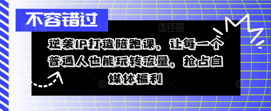 逆袭IP打造陪跑课，让每一个普通人也能玩转流量，抢占自媒体福利-第一资源库