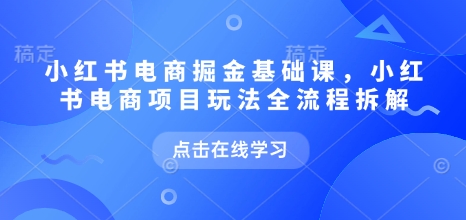 小红书电商掘金课,小红书电商项目玩法全流程拆解-第一资源库