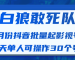白狼敢死队最新抖音短视频批量起影视号（一天单人可操作30个号）视频课程-第一资源库