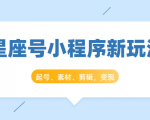 星座号小程序新玩法:起号、素材、剪辑,如何变现(附素材)-第一资源库