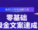 零基础吸金文案速成,每天1小时收益翻几倍价值499元-第一资源库