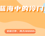 超级蓝海中的冷门项目,文档工作,好玩又赚钱,月入10000+-第一资源库