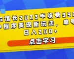 D1G馆长2023年收费990的抖音小程序变现新玩法,单号轻松日入200+-第一资源库