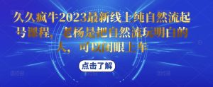 久久疯牛2023最新线上纯自然流起号课程,老杨是把自然流玩明白的人,可以闭眼上车-第一资源库