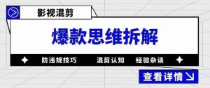 影视混剪爆款思维拆解,从混剪认知到0粉丝小号案例,讲防违规技巧,混剪遇到的问题如何解决等-第一资源库