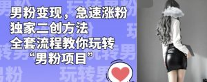 男粉变现,急速涨粉独家二创方法,全套流程教你玩转“男粉项目”【揭秘】-第一资源库