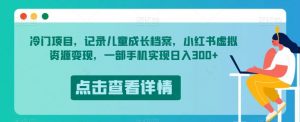 冷门项目,记录儿童成长档案,小红书虚拟资源变现,一部手机实现日入300+【揭秘】-第一资源库