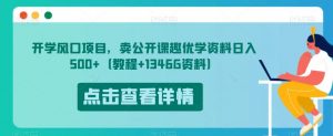 开学风口项目,卖公开课趣优学资料日入500+(教程+1346G资料)【揭秘】-第一资源库