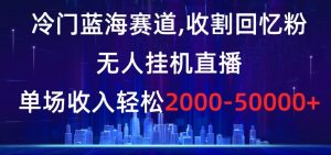 冷门蓝海赛道,收割回忆粉,无人挂机直播,单场收入轻松2000-5w+【揭秘】-第一资源库