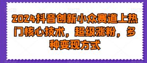 2024抖音创新小众赛道上热门核心技术,超级涨粉,多种变现方式【揭秘】-第一资源库