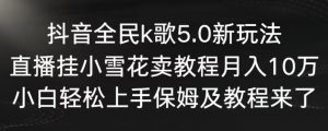 抖音全民k歌5.0新玩法，直播挂小雪花卖教程月入10万，小白轻松上手，保姆及教程来了【揭秘】-第一资源库