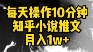 每天操作10分钟,知乎小说推文月入1w+【揭秘】-第一资源库