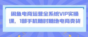 闲鱼电商运营全系统VIP实操课,1部手机随时随地电商卖货-第一资源库