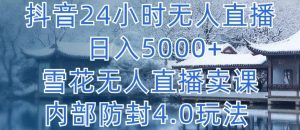 抖音24小时无人直播 日入5000+,雪花无人直播卖课,内部防封4.0玩法【揭秘】-第一资源库