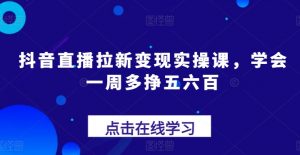 抖音直播拉新变现实操课,学会一周多挣五六百-第一资源库