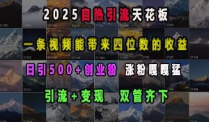 2025自热引流天花板,一条视频能带来四位数的收益,引流+变现双管齐下,日引500+创业粉,涨粉嘎嘎猛-第一资源库