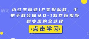 小红书商业IP变现私教,手把手教会你从0-1制作短视频到变现的全过程-第一资源库