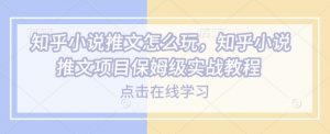 知乎小说推文怎么玩,知乎小说推文项目保姆级实战教程-第一资源库